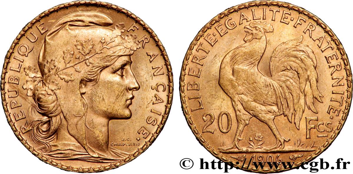 20 francs or Coq, Dieu protège la France 1906 Paris F.534/11 TTB+