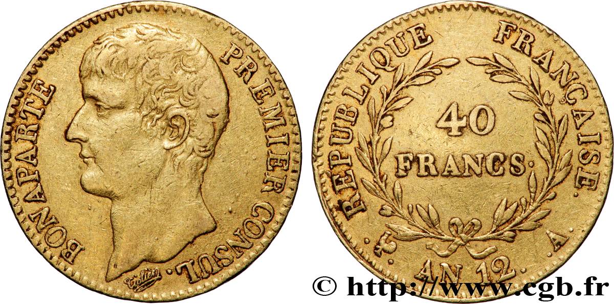 40 francs or Bonaparte Premier Consul 1804 Paris F.536/6 TTB