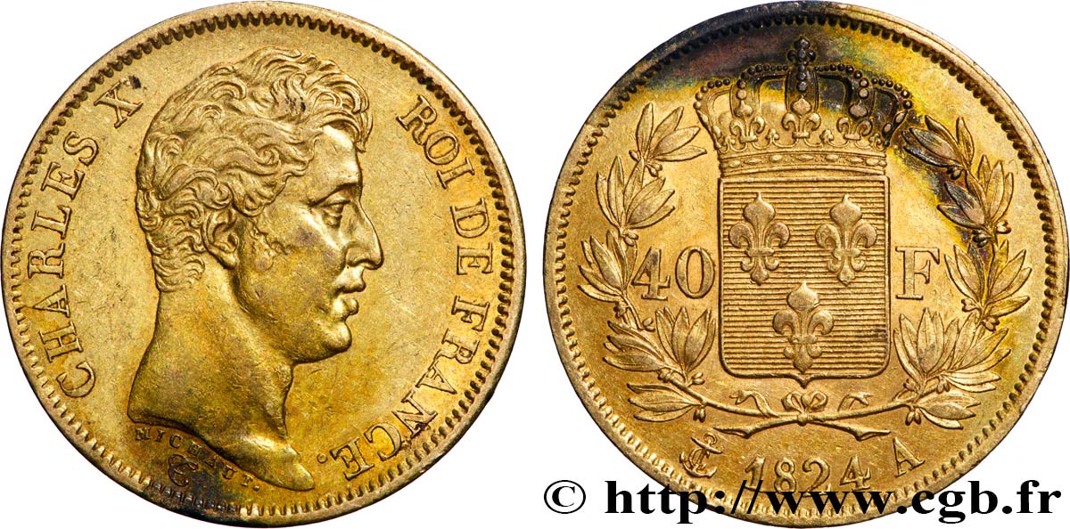 40 francs or Charles X, 1er type 1824 Paris F.543/1 TTB+