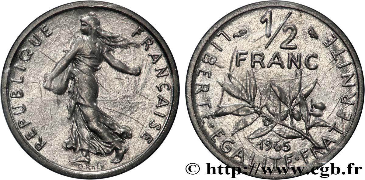 Piéfort nickel de 1/2 franc Semeuse 1965 Paris GEM.91 P1 MS