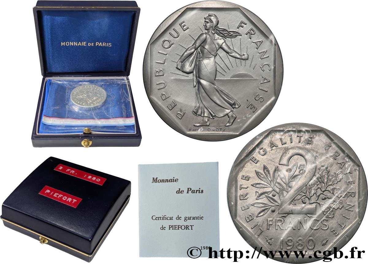 Piéfort Argent de 2 francs Semeuse 1980 Pessac GEM.123 P2 FDC