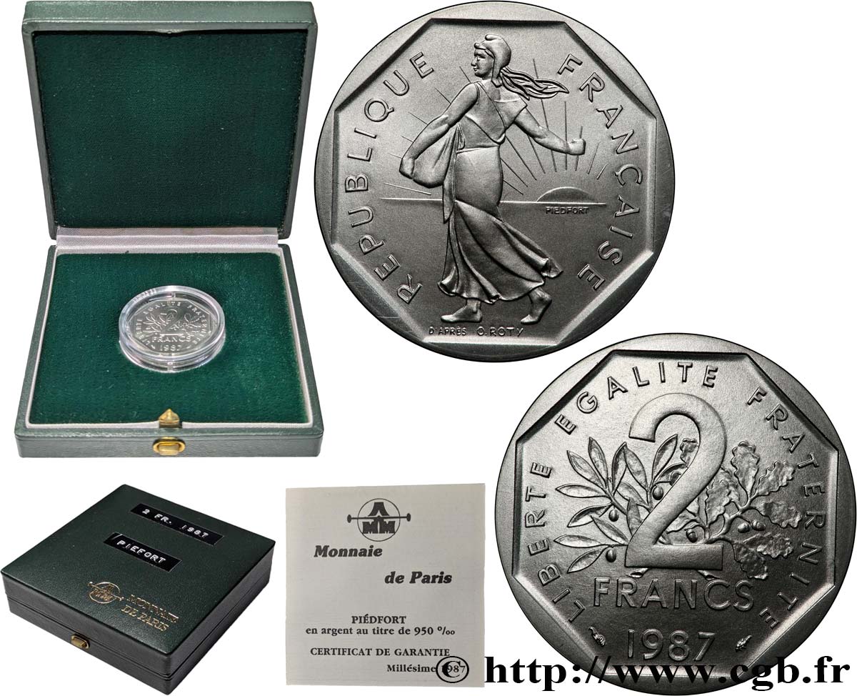 Piéfort Argent de 2 francs Semeuse 1987 Pessac GEM.123 P2 MS