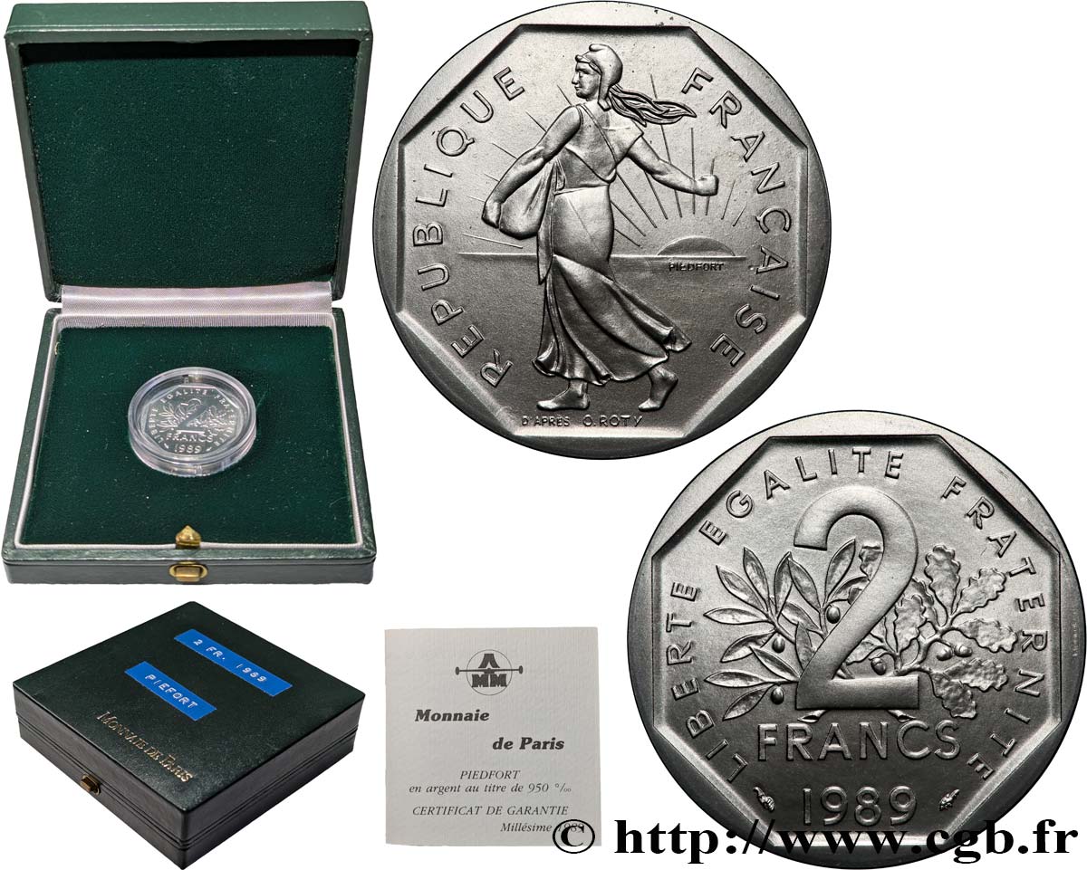 Piéfort Argent de 2 francs Semeuse 1989 Pessac GEM.123 P2 FDC