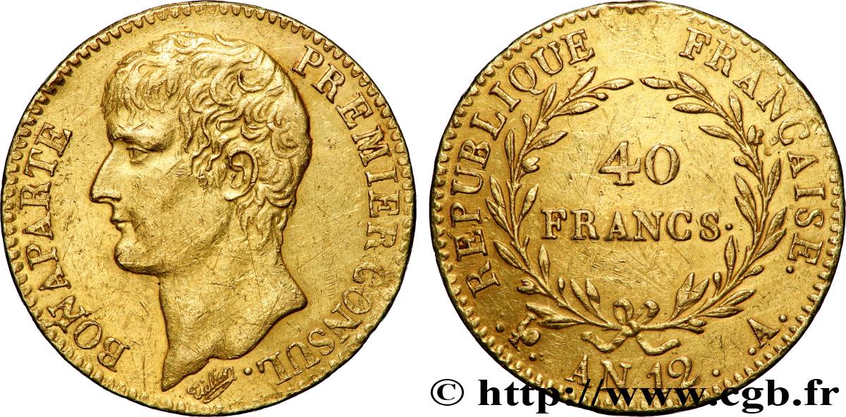 40 francs or Bonaparte Premier Consul 1804 Paris F.536/6 TTB+