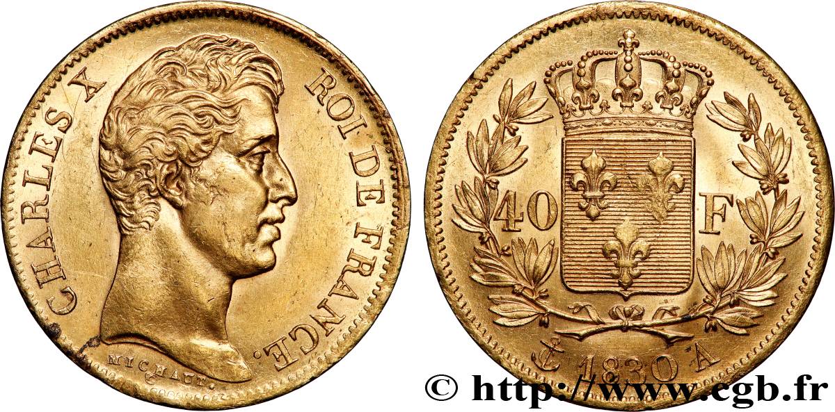 40 francs or Charles X, 2e type 1830 Paris F.544/5 AU