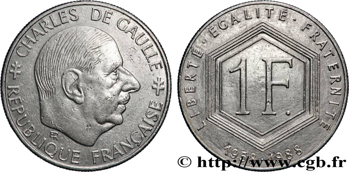 1 franc De Gaulle, sans différents 1988  F.227/3 TTB+