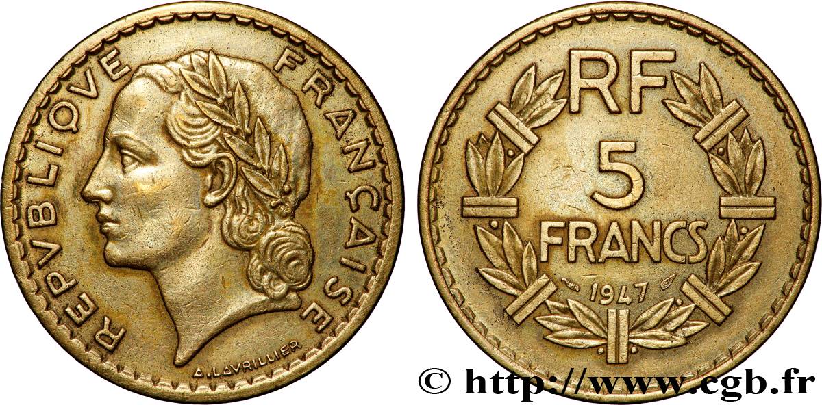 5 francs Lavrillier, bronze-aluminium 1947  F.337/9 TTB+