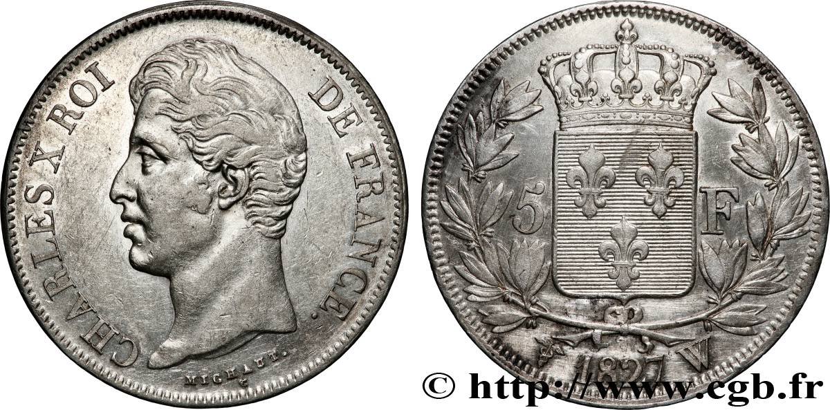 5 francs Charles X, 2e type 1827 Lille F.311/13 TTB