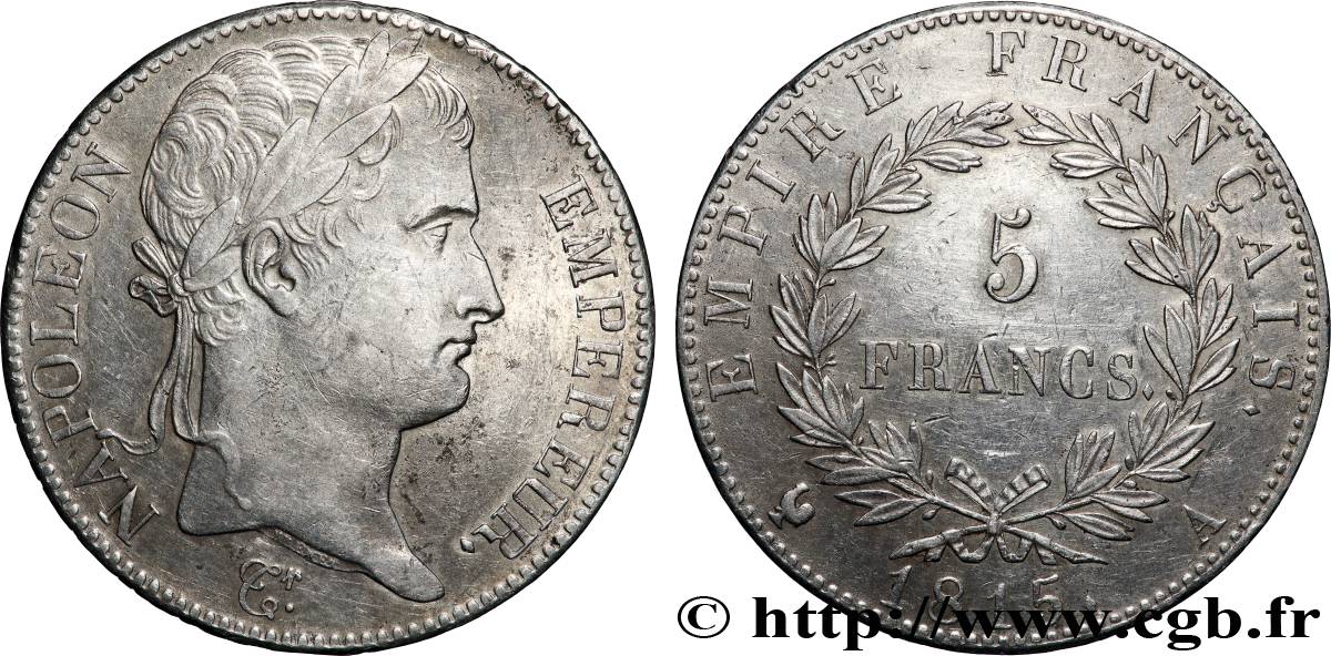 5 francs Napoléon Empereur, Cent-Jours 1815 Paris F.307A/1 AU
