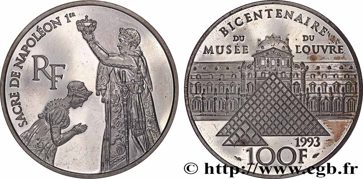 Belle Épreuve 100 francs sacre de Napoléon 1er 1993 F.1625 2 SPL+