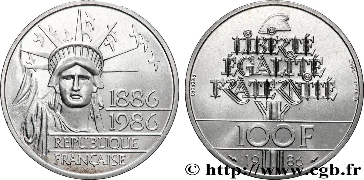 Piéfort Brillant Universel de 100 francs Liberté (Statue de la) 1986 Pessac F.454/2P VZ+