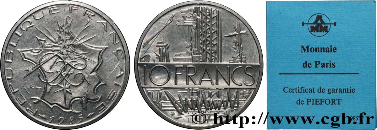 Piéfort argent de 10 francs Mathieu 1985 Pessac GEM.186 P2 FDC