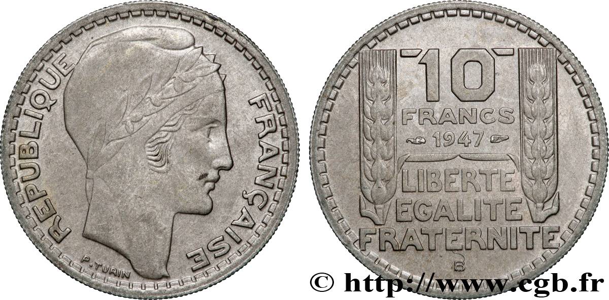 10 francs Turin, grosse tête 1947 Beaumont-Le-Roger F.361A/5 SUP
