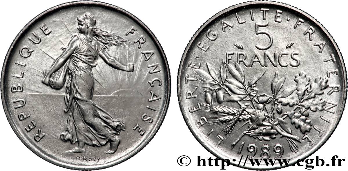 5 francs Semeuse, nickel 1989 Pessac F.341/21 ST