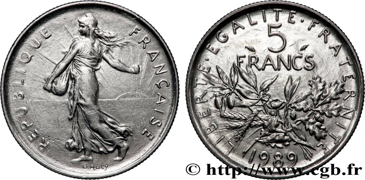 5 francs Semeuse, nickel 1989 Pessac F.341/21 ST