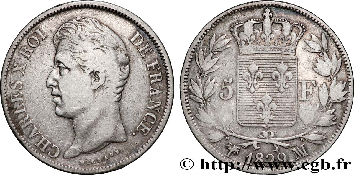 5 francs Charles X, 2e type 1829 Marseille F.311/36 VF