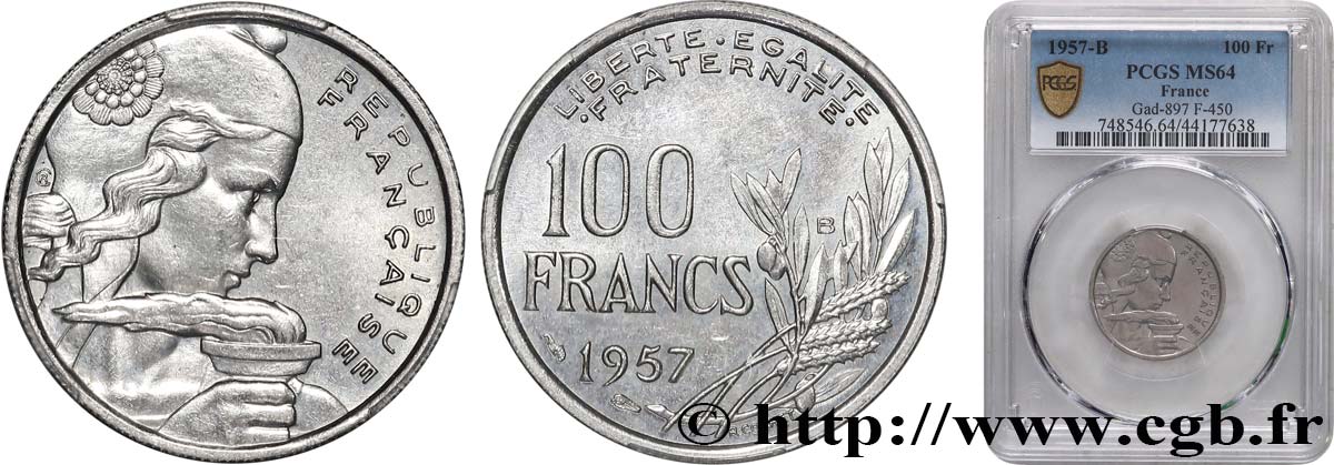 100 francs Cochet 1957 Beaumont-Le-Roger F.450/11 fST64 PCGS