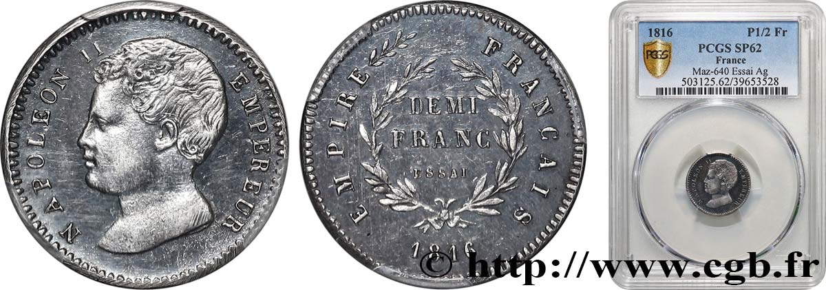 Essai de demi-franc en argent 1816 VG.2408 MS62 PCGS