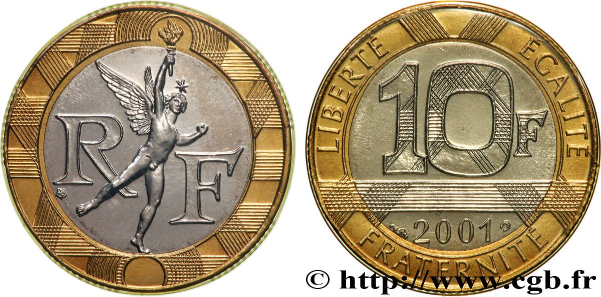 10 francs Génie de la Bastille, BU (Brillant Universel) 2001 Pessac F.375/18 MS