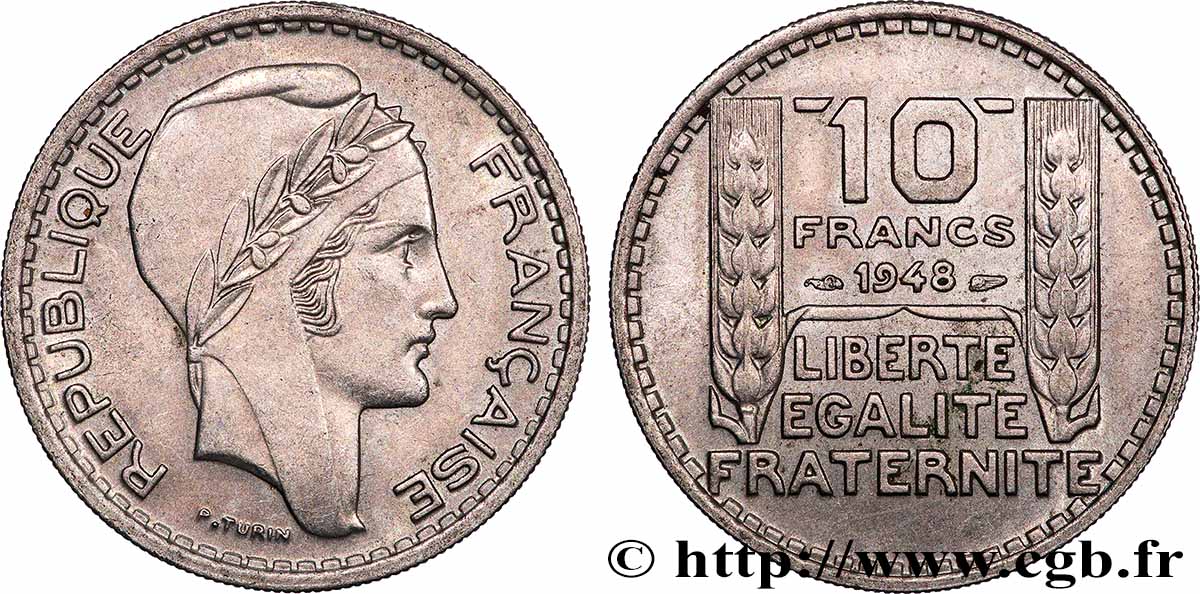 10 francs Turin, petite tête 1948 F.362/3 MS
