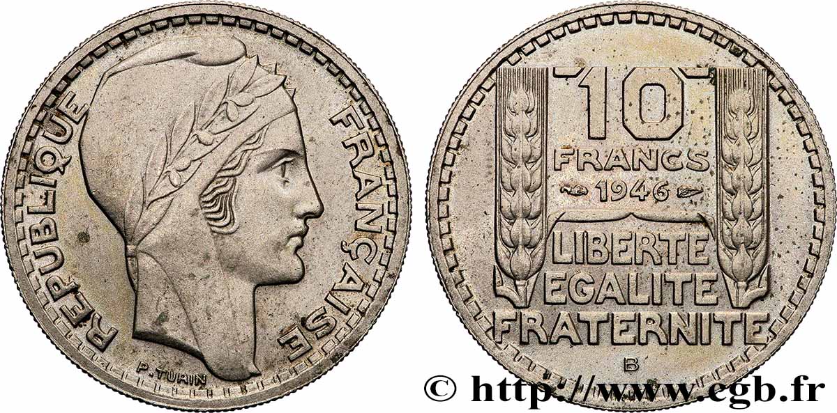 10 francs Turin, grosse tête, rameaux courts 1946 Beaumont-Le-Roger F.361A/3 MS