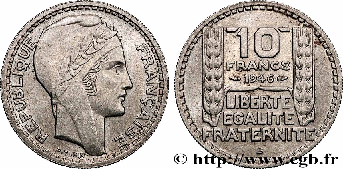 10 francs Turin, grosse tête, rameaux courts 1946 Beaumont-Le-Roger F.361A/3 SPL
