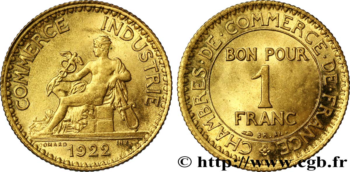 1 franc Chambres de Commerce 1922 Paris F.218/4 SUP60 