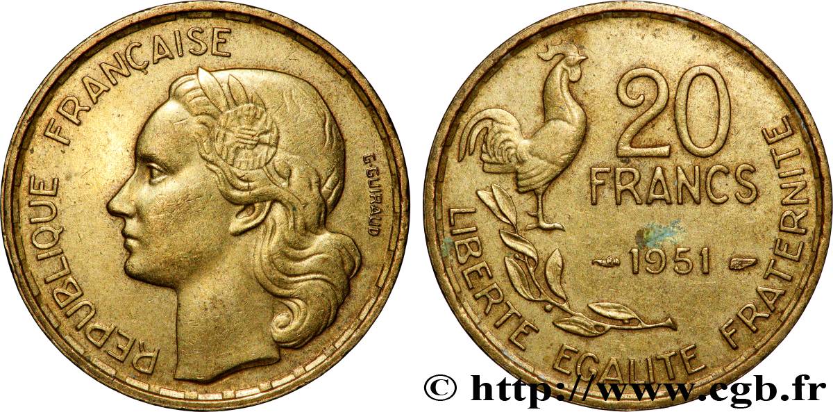 20 francs G. Guiraud 1951 F.402/7 AU
