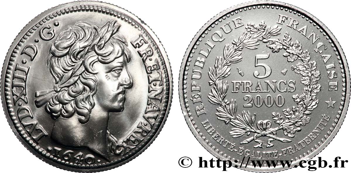 5 francs Louis d’or de Louis XIII 2000 Paris F.352/1 MS