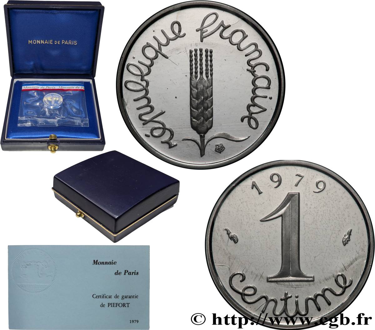 Piéfort argent de 1 centime Épi 1979 Pessac GEM.4 P2 MS