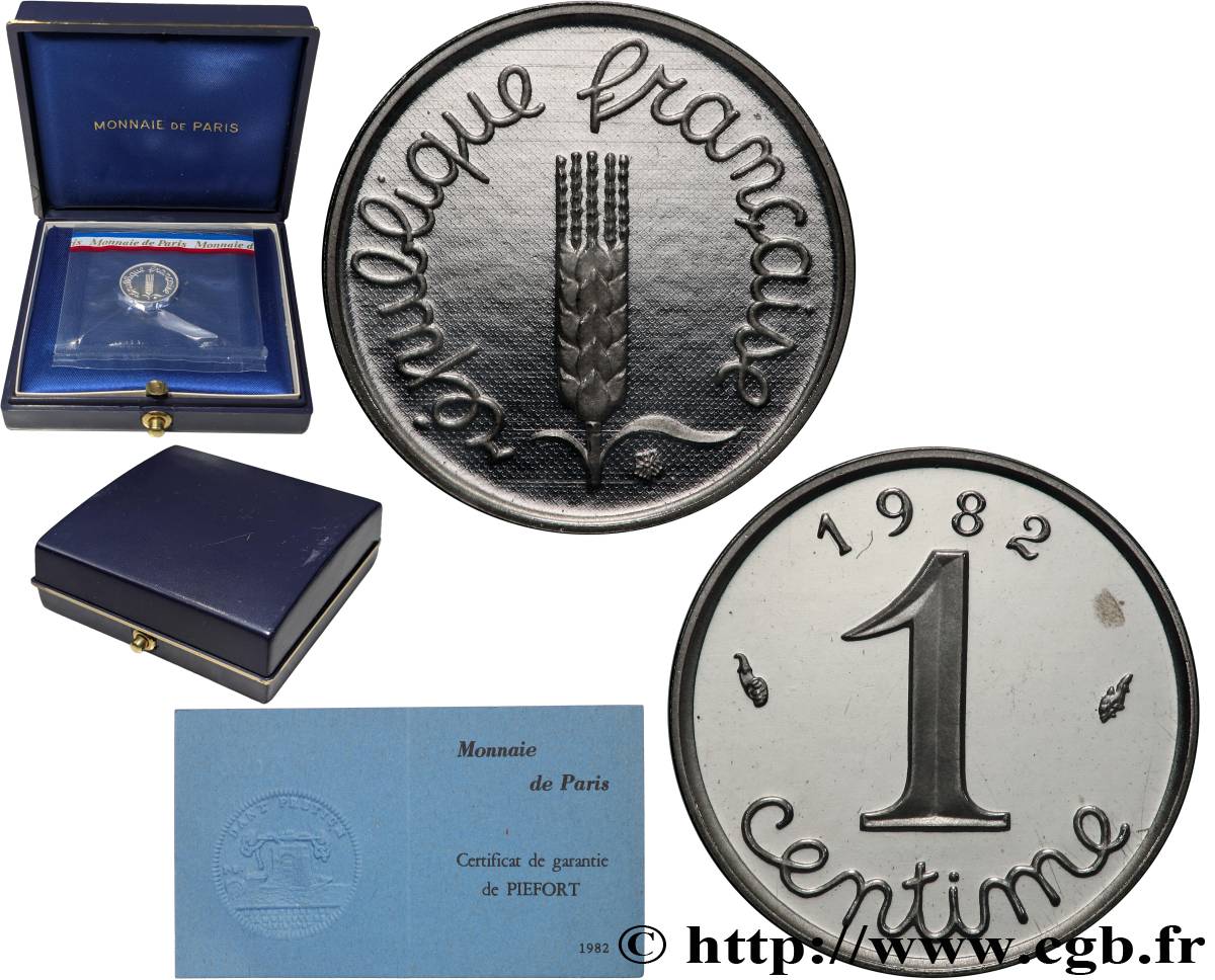 Piéfort argent de 1 centime Épi 1982 Pessac GEM.4 P2 MS