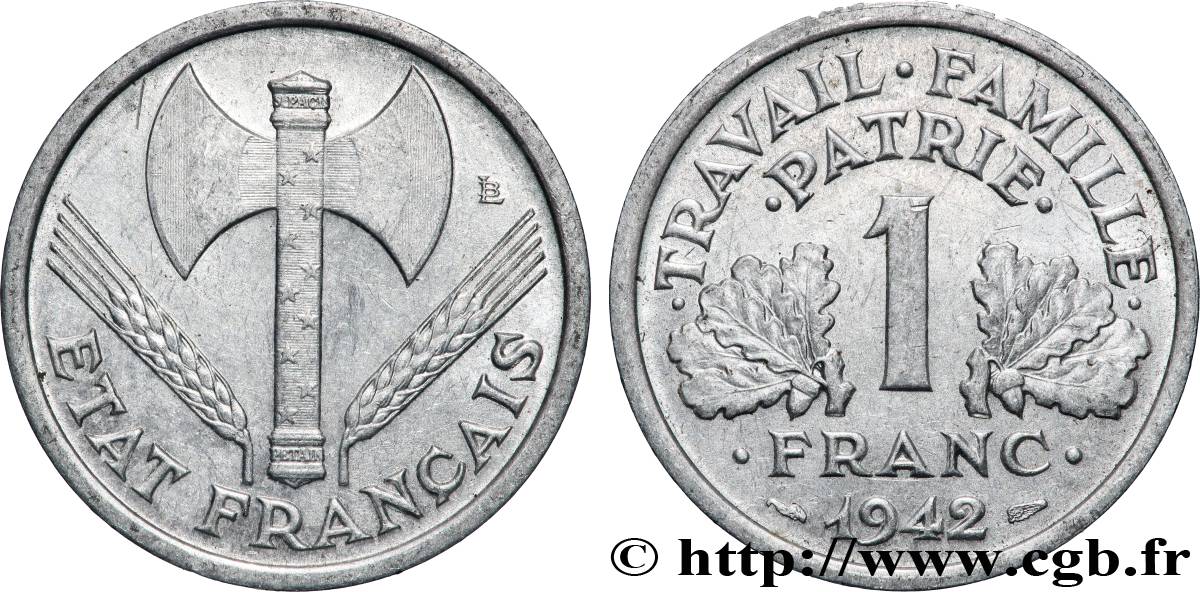 1 franc Francisque, lourde 1942 F.222/3 VZ+