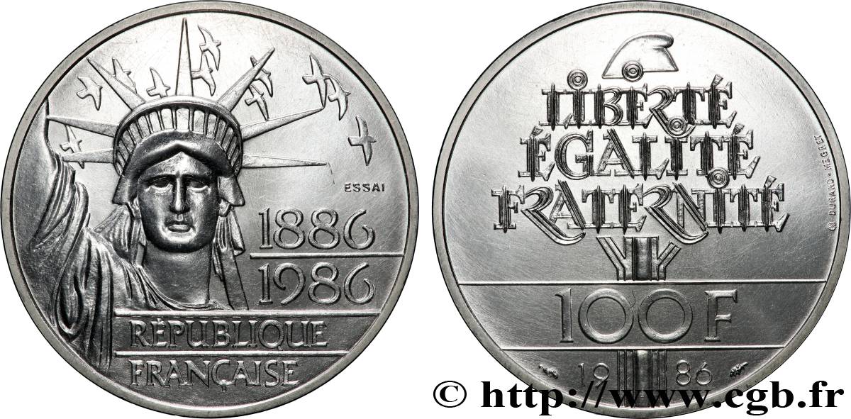 Essai de 100 francs Liberté (Statue de la) 1986 Pessac F.454/1 FDC