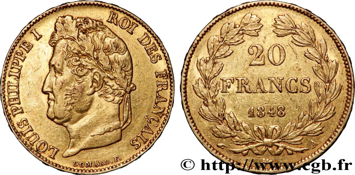 20 francs Louis-Philippe, Domard 1848 Paris F.527/38 TTB+