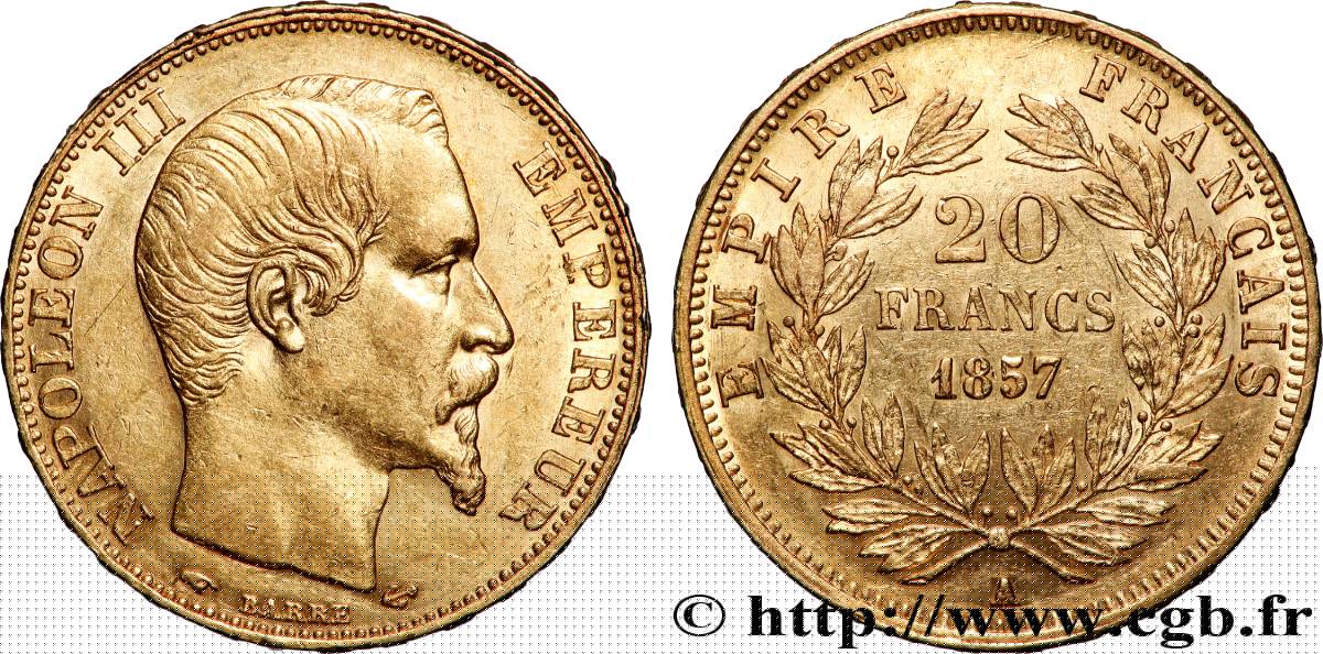 20 francs or Napoléon III, tête nue 1857 Paris F.531/12 AU