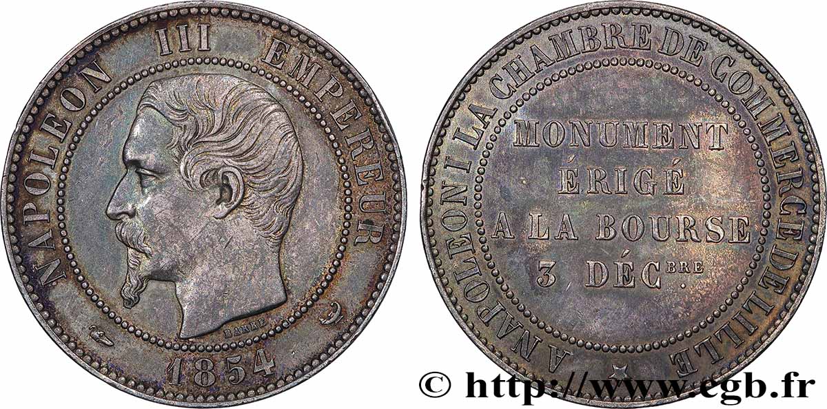 Module 10 centimes, Monument érigé à la Bourse le 3 décembre 1854 1854 VG.3404 SUP