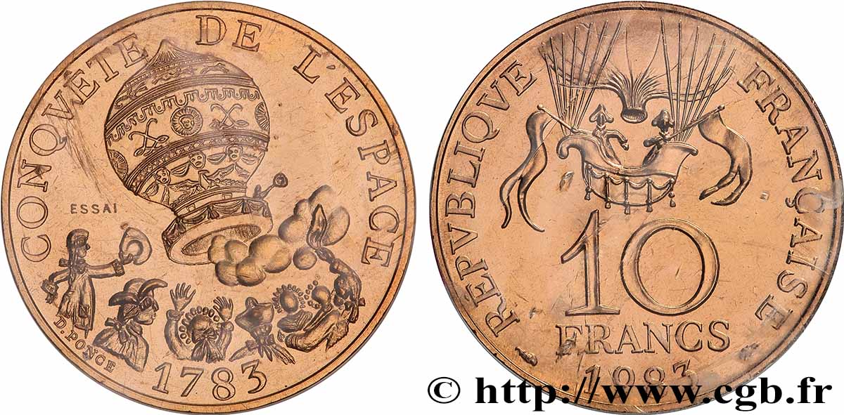 Essai de 10 francs Conquête de l’Espace, tranche B 1983 Pessac F.367/1 FDC
