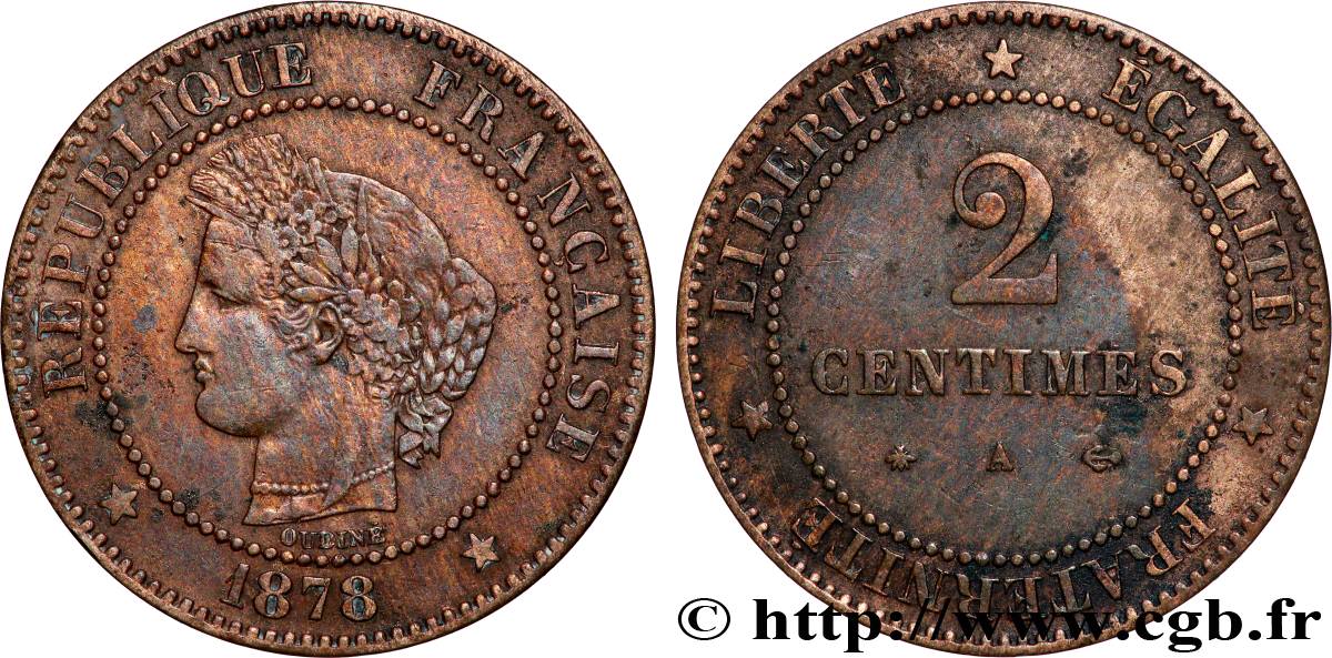 2 centimes Cérès 1878 Bordeaux F.109/4 BC