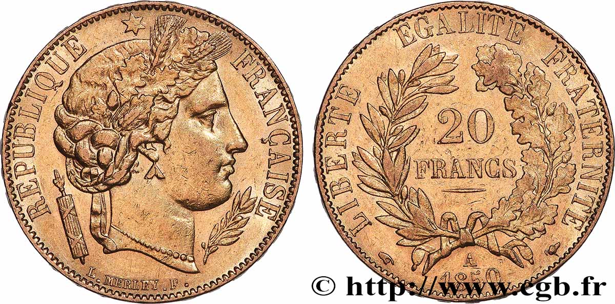 20 francs or Cérès 1850 Paris F.529/3 SS