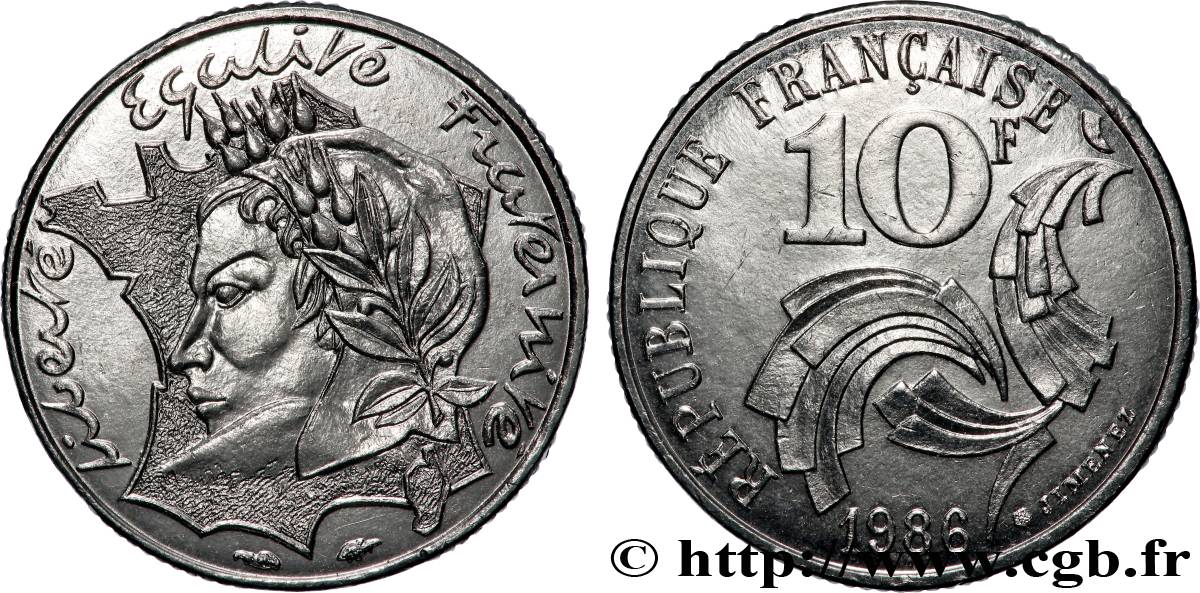 10 francs Jimenez 1986 F.373/2 MS