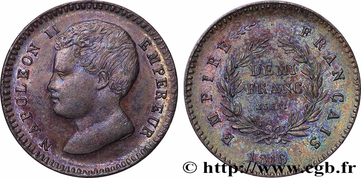 Essai de demi-franc en bronze 1816 T.T.2806 a.2 SUP62