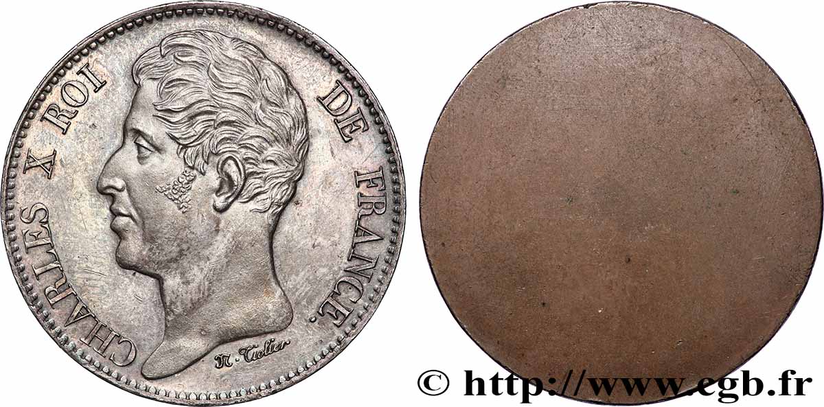 Épreuve uniface d’avers en cuivre argenté de 5 francs par Tiolier n.d. Paris T.T.3039 b.2 MS