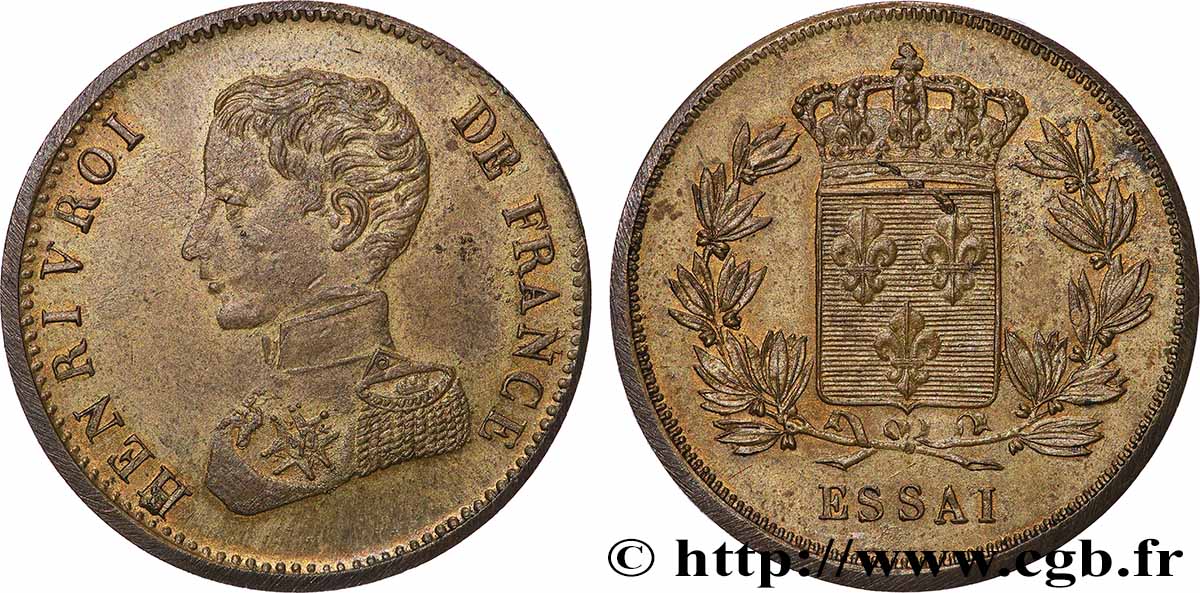 Essai au module de 2 francs Henri V n.d. T.T.4818 b.3 SUP+