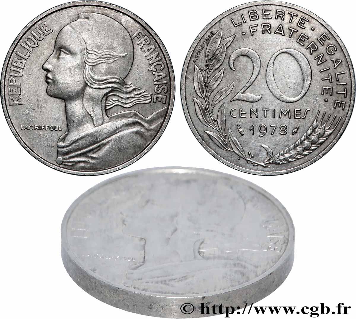 Piéfort argent de 20 centimes Marianne 1978 Pessac F.156/18P fVZ