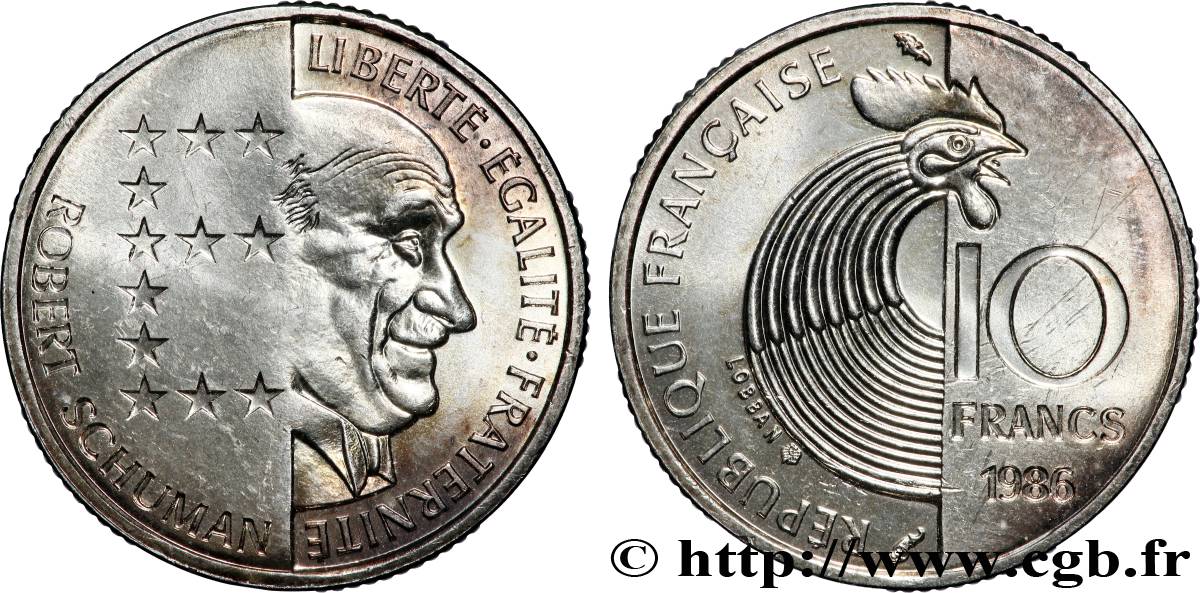 Brillant Universel argent 10 francs Robert Schuman 1986 Paris F5.1303 3 MS