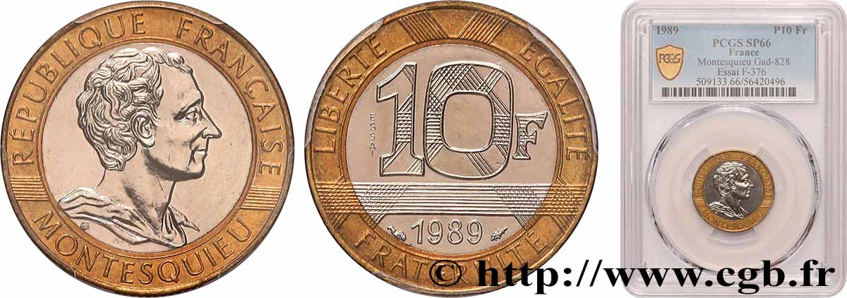 Essai de 10 francs Montesquieu 1989 Pessac F.376/1 FDC66 PCGS