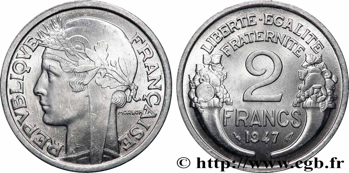 2 francs Morlon, aluminium 1947 F.269/10 SC