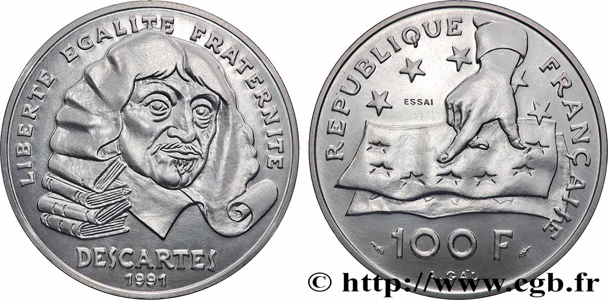 Essai de 100 francs Descartes 1991 Pessac F.459/1 FDC