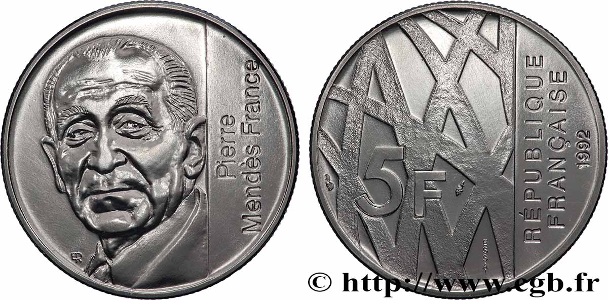 Essai de 5 francs Mendès-France 1992 Pessac F.343/1 MS
