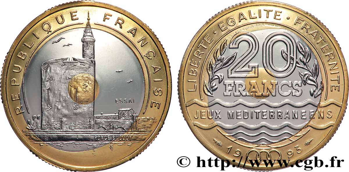 Essai de 20 francs Jeux Méditerranéens 1993 Pessac F.404/1 ST